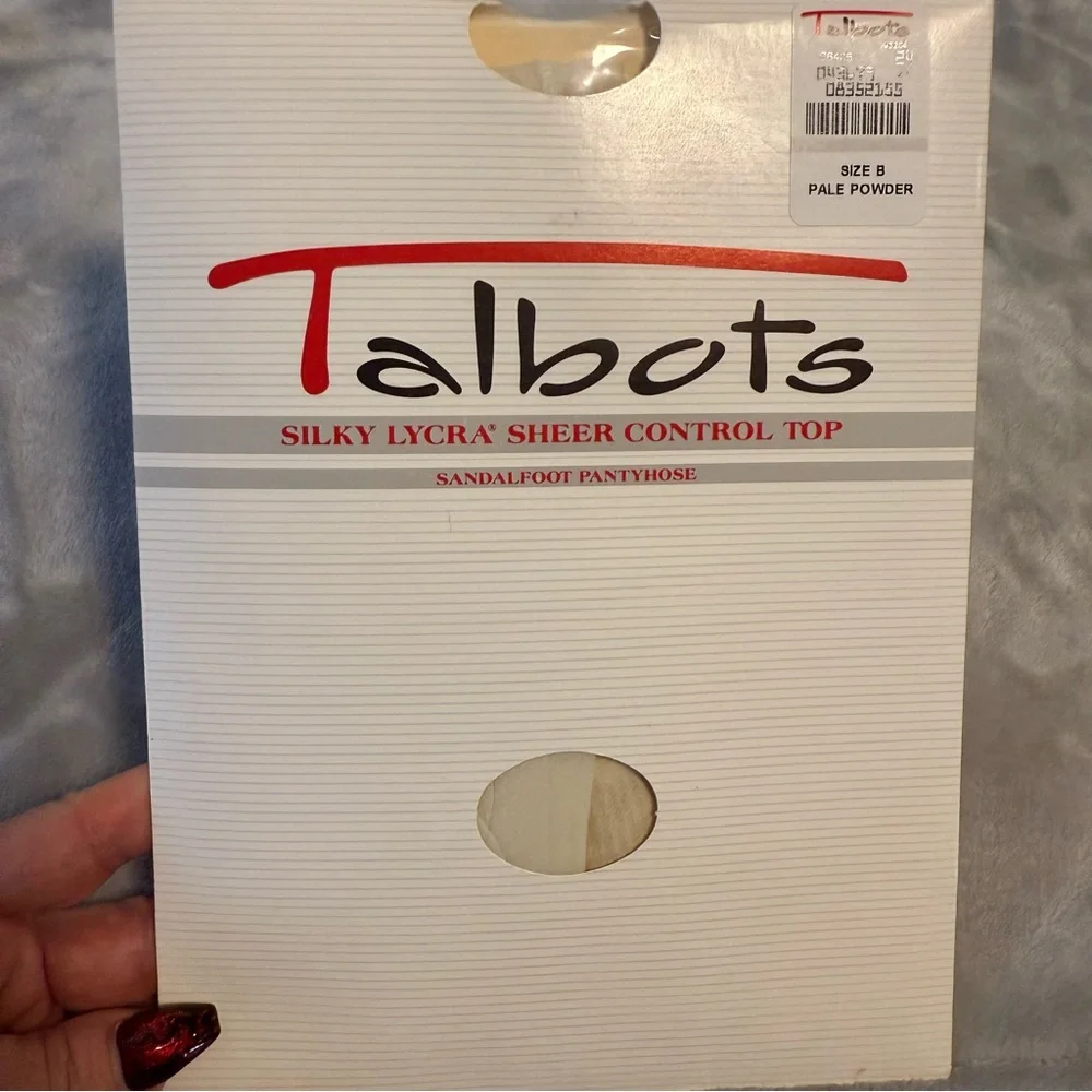 Talbots Silky Lycra Sheer Control Top Sandalfoot Pantyhose Sz B Pale Powder Colo